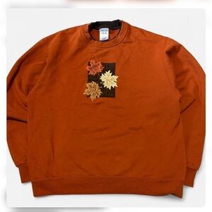 Jerzees Men's Rust Sweater with Leaf Design